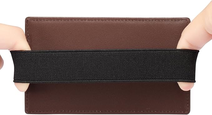 HISCOW Car Sun Visor Card Holder with Elastic Band Fastener - Italian Calfskin (Brown)