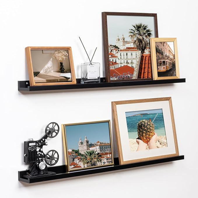 Fun Memories Picture Ledge Shelf, 36 Inch Floating Shelves Set of 2, Nursery Book Shelves for Toys Storage, Kids Bookshelf Wa