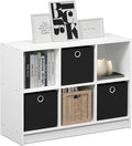Furinno Basic 3x2 Cube Storage Bookcase Organizer with Bins, White/Black