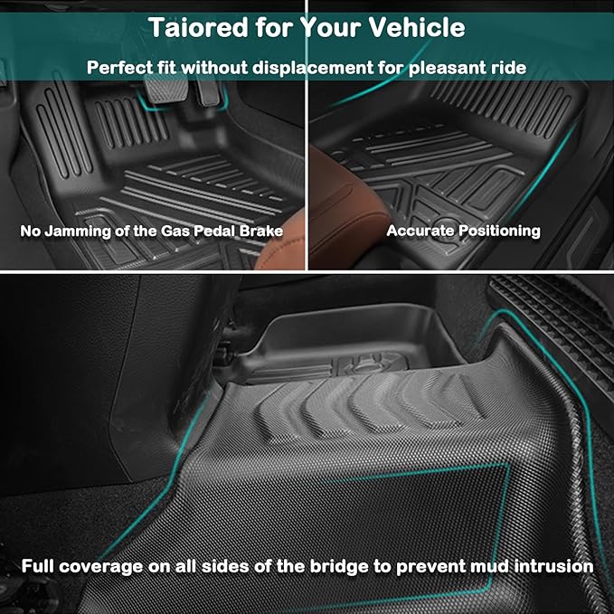 All Weather Floor Mats for 2011-2023 Chrysler 300-RWD & 2011-2022 Dodge Charger, Rubber Heavy Duty Non Slip Floor Liners, Car Mats Full Set 1st & 2nd Rows Maximum Coverage