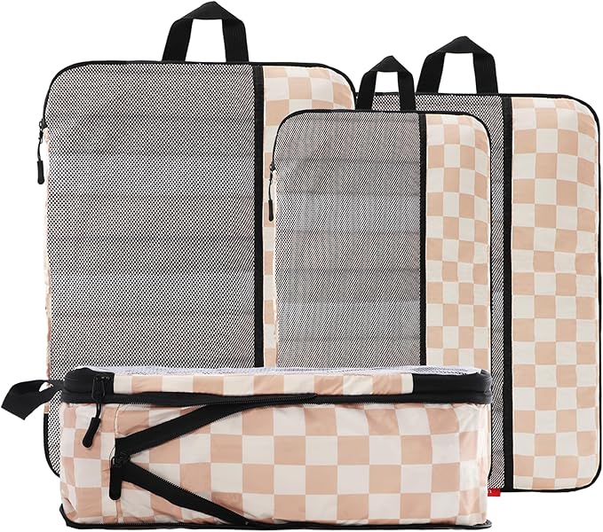 U+U 4 Set Compression Packing Cubes - Ultralight Travel Organizers, Space-Saving Suitcase Organizer, Expandable Packing Cubes