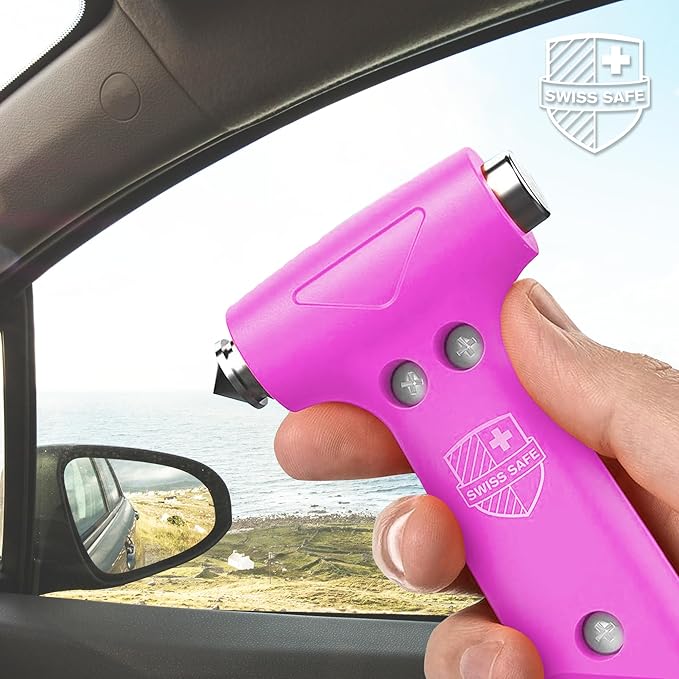 Swiss Safe 5-in-1 Emergency Car Safety Hammer – Car Window Breaker & Seatbelt Cutter, Heavy-Duty Escape Tool for Vehicle Emer