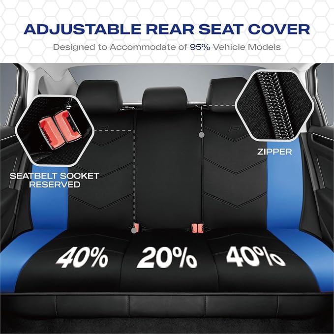 Skechers Memory Foam Seat Covers,Leather Car Seat Covers, Ultimate Comfort & Support Seat CoversFull Sets,Airbag Compatible, 