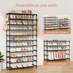 VILICK 11 Tiers Tall Wide Shoe Rack 55 Pairs Large Capacity Sturdy Durable Shoe Rack for Closet Metal Shoe Organizer Shelf wi
