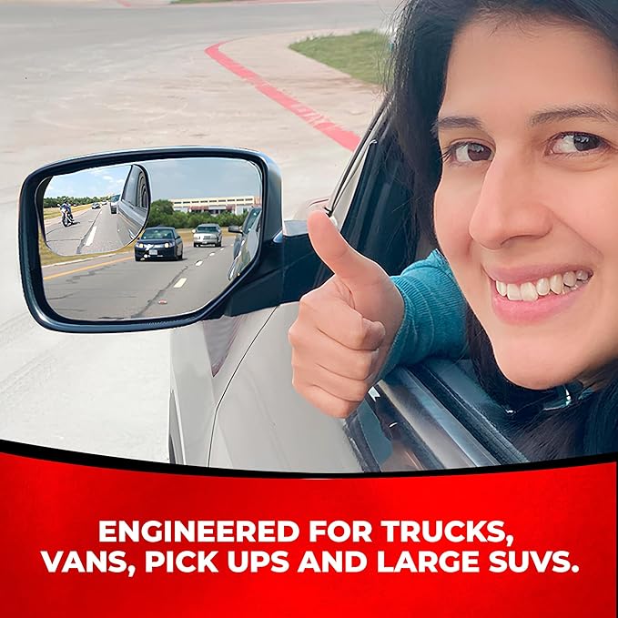 Blind Spot Mirror for Trucks 3.6"X2.5" - HD Glass Frameless Convex Mirror for Truck with Wider View and Improved Traffic Safety