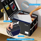 5200℉ Fireproof Document Box with Lock, Waterproof File Organizer with Handle, Portable Collapsible Filing Cabinet with Refle