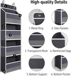 TYMENSH Over The Door Hanging Organizer with 4 Large Pockets – Closet, Bathroom, Nursery, Bedroom, Dorm Storage for Toys, Cos
