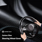 Carbon Fiber Steering Wheel Cover, Thin Steering Wheel Cover Protector Universal Car Steering Wheel Accessories, Matte Black