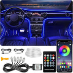 Interior Car Lights, SAMGCHI USB Car LED Strip Lights, Car Ambient Lighting Kit with 236 inches Fiber Optic, RGB EL Wire Lights APP and RF Remote Control Music Sync and DIY Mode DC 12V