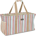 BALEINE Extra Large Utility Tote Bag with Reinforced Wire Frame, Reusable Grocery Bag for Shopping, Picnic (Color Stripe, 22''x12''x10'')