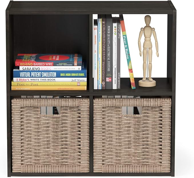 Furinno Pelli Cubic Storage Cabinet, 2x2, Espresso