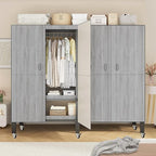 YTLEMON Heavy Duty Clothes Rack with Magnetic Door, Metal Foldable Covered Clothes Rack, Portable Wardroobe Closet System for