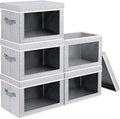 Homsorout Stackable Storage Bins with Lids - Large Decorative Basket with Lids, Fabric Foldable Closet Organizer Bins, Shelf 
