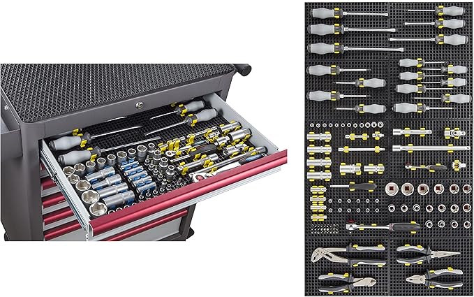 FREE ZONE 68-Piece Large Pegboard Tools Organizer Set, (Black) Tool Box and Storage, Tool Box Drawer Organizer for Tool Chest