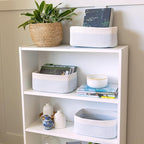 NaturalCozy 13.5”x8.5”x5.5” Rectangle Storage Baskets for Shelves 3 Pack | Cotton Rope Woven Small Baskets for Organizing | S