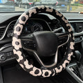 Vintage Groovy Flowers Car Leather Steering Wheel Cover - 15-inch Universal Microfiber- Soft & Breathable & Silicone Anti Sli