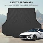 LASFIT Cargo Mat for Hyundai Elantra 2026 2025 2024 2023 2022 2021 & Elantra N 2022-2026, All Weather TPE Custom Fit Elantra & Elantra N Trunk Mat, Black