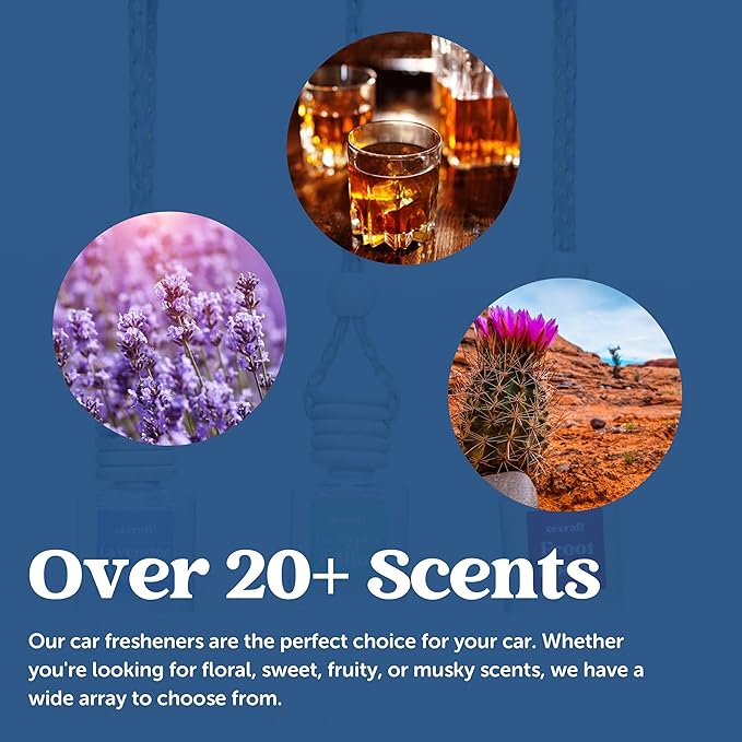 CANDECraftCo Car Air Hanging Fragrance Oil, Car Auto Freshener for Essential Oils, Scents Fragrance Aromatherapy Automobile D