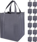 12 Pack Heavy Duty Reusable Grocery Bags - Large Shopping Totes Reinforced Handles, Holds 40 lbs, Foldable and Washable (Grey)