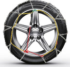 Snow Chains, Wear-Resistant High Carbon Steel Anti Slip Tire Chain for Passenger Cars, Pickups, and SUVs, Set of 2 (KN110)