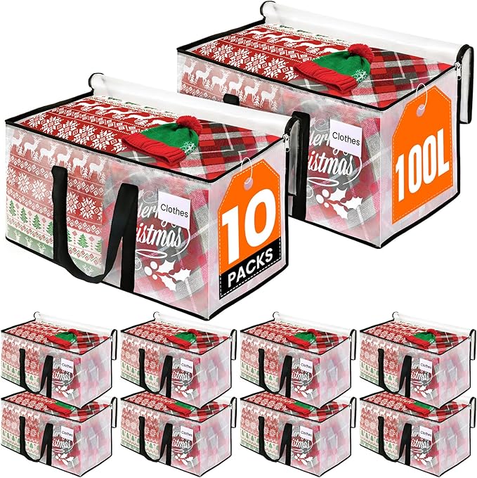 RoomHacks Clear Heavy Duty Extra Large Moving Bags, Reinforced Handle and Double Zipper, Storage Bags Alternative to Moving B