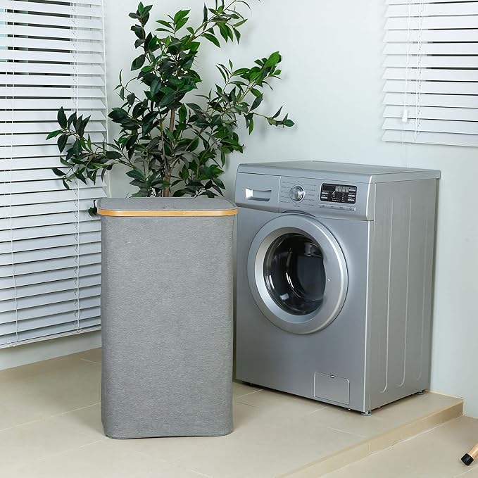 iEGrow Laundry Hamper with Lid, 110L Large Laundry Hamper with Handle and Lid, Collapsible Clothes Basket Organizer with Remo