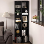 5 Cube Storage Organizer, Narrow Open Shelf Bookcase, Freestanding Low Display Bookshelf with Eco-Friendly Melamine Surface f