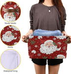 xigua Christmas Decoration Storage Basket Santa Collapsible Storage Bins Waterproof Canvas Storage Basket with Leather Handle