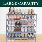 Smiry Long Bamboo Shoe Rack 5-Tier, Stackable Wooden Shoe Organizer for Entryway & Closet, Free Standing Wood Shoe Storage Sh