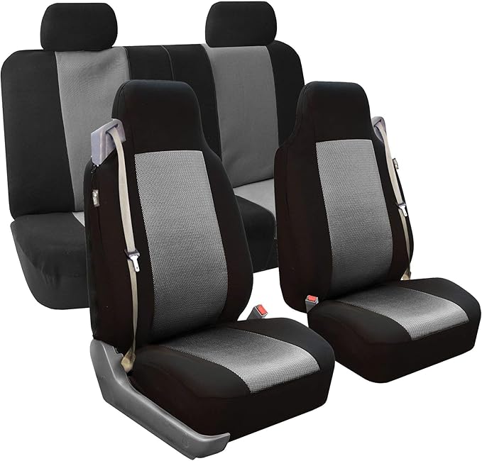 FH Group Car Seat Cover Rear Set Striking Striped Car Seat Covers with Rear Split Bench, Universal Fit Interior Accessories f