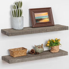 Floating Shelves, 8 Inch Deep Rustic Solid Reclaimed Wood Wall Shelves for Storage, Wall Mounted Display Shelving with Invisi