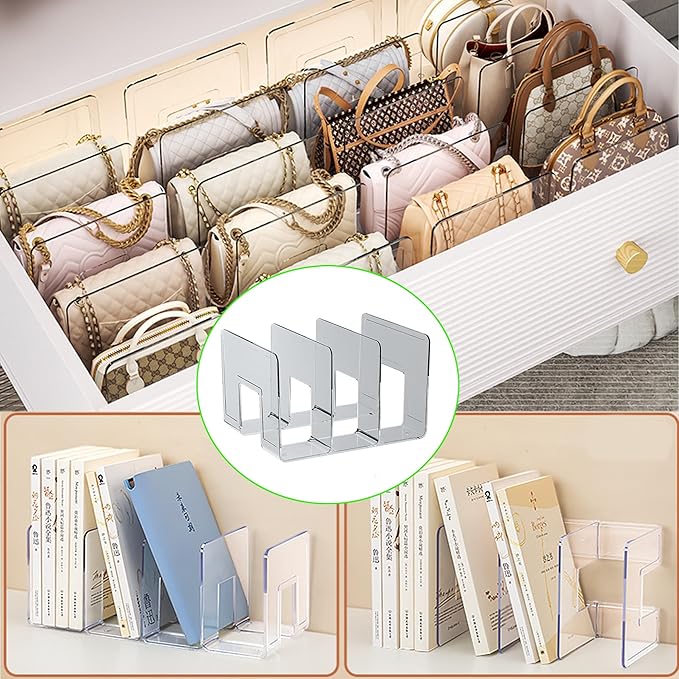 Gisipameis Acrylic Purse Organizer for Closet, 8-Slot Bag & Purse Organizer, No Assembly, Clear Handbag Storage Shelf .for Sh