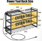 MOOMSINE Large Power Tool Organizer Wall Mount with Charging Station, 400lbs Metal Storage Rack with 8 Cordless Drill Holder,