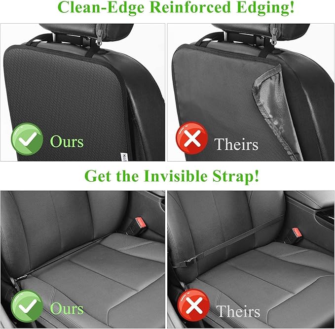 Meolsaek Kick Mats Back Seat Protector, Waterproof Oxford Seat Back Protector, Car Seat Back Protector for Kids, Back of Seat Protector for Kids Feet Car Seat (Black A -1pc)