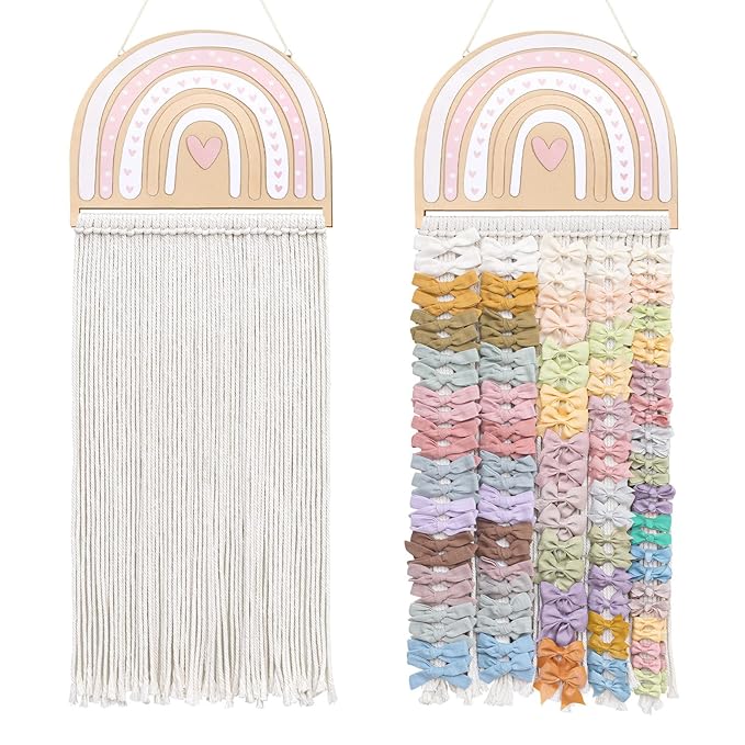 POVETIRE Headband Holder Bow Holder for Girls Hair Bows,Rainbow Hair Accessories Organizer Storage Wall Hanging Display for N