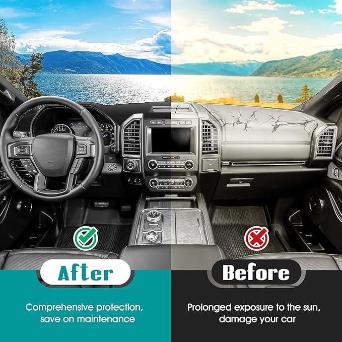 FIILINES Dash Cover Fit for Ford Expedition 2018-2021 (Only fits 4.3-inch Touch Screen Dashboard. Not fits 12-inch/15.5-inch 