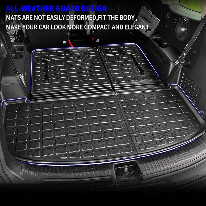 Rongtaod Cargo Mat Compatible with 2020-2025 Kia Telluride Cargo Liner Trunk Mat TPE All Weather Back Seat Cover Protector 2024 Telluride Accessories (Trunk Mat with Backrest Mat)