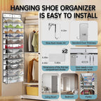 Kotkn Over The Door Shoe Organizer with 12 Large Breathable Pockets - Durable Hanging Storage for the Entire Family's Shoes (