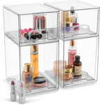 Sorbus Acrylic Storage Containers - 4 Pack, Stackable Storage Bins Set for Bathroom Organization - Clear Acrylic Drawer Organ