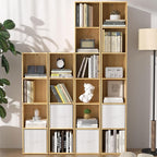 Cube Shelf Organizer, 6 Cube Oak Open Shelf, Freestanding 6-Tier Low Bookcase, DVD Shelf & Lego Display for Living Room, Bedr