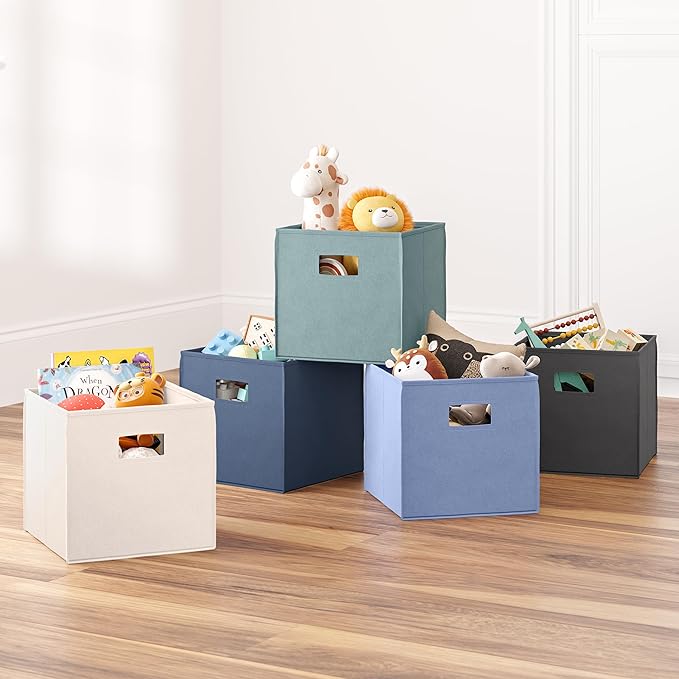 RiverRidge Kids 2pc Fabric Collapsible Storage Cube Organizers with Handles for Playroom Organization - Periwinkle Blue