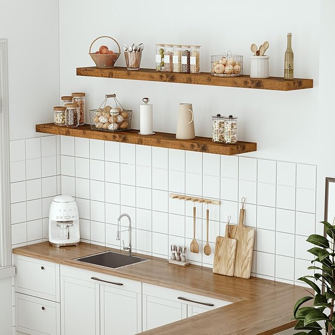 Vivelove 55 inches Long Floating Shelves for Wall, Extra Deeper & Thicker Storage Shelf for Living Room, Kitchen, Farmhouse,W