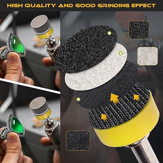185 PCS 1 Inch Sanding Disc, GOH DODD Hook and Loop 60 to 10000 Grit Wet Dry Sandpaper Sand Paper with 1/8" 1/4" Shank, Backi