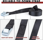 Cartman 1" x 12' Lashing Straps Cargo Tie-Down Strap Up to 600lbs, 6pk in Carry Bag, Black
