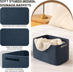 OIASKET Storage Baskets for Organizing, Woven Decorative Baskets for Shelves - Books, Towels, and Clothes, Cotton Rope Toy St