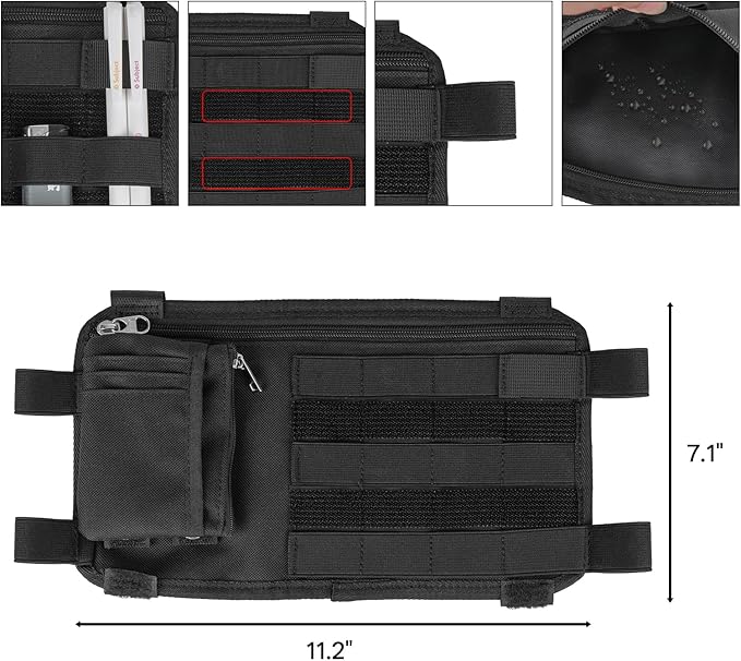 Car Visor Organizer with Coin Pouch, MOLLE Sun Visor Organizer for Cars, Trucks, SUVs, Zipper Pouch Car Accessories for Women Men