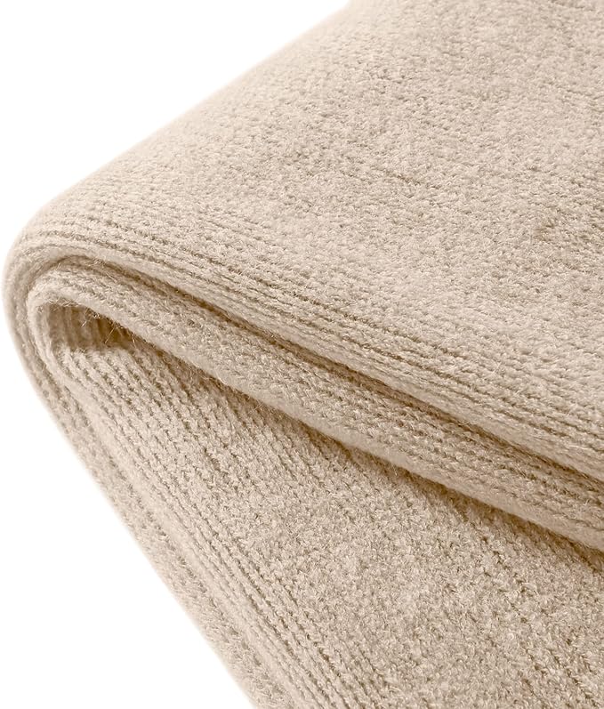 Homiest Decorative Knitted Throw Blanket with Fringe, Lightweight Acrylic Knit, Soft & Cozy Tassel Blanket for Couch, Sofa, B