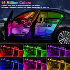 Acrylic Interior Car Lights with Wireless APP/Remote/Button Control, 10 in 1 Dreamcolor USB Car Ambient Lighting Kit 16 Million Colors Neon Strip Accessories for Vehicle Truck Inside Decorations