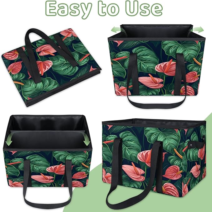 Reusable Grocery Bag, Foldable Large Shopping Tote Bag for Groceries Kitchen Picnic Car Trunk