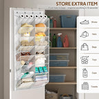 MISSLO 24 Pairs Over the Door Shoe Organizer Breathable Mesh Hanging Shoe Rack for Closet Storage with Wide Deep Pockets 8 Ti